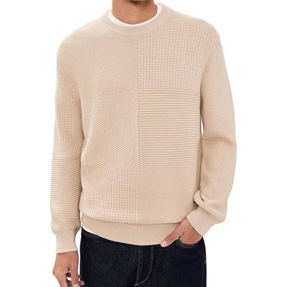 PAUL SMITH Sweater Mens Medium Tan Pullover Crew Textured 100% Cotton $275